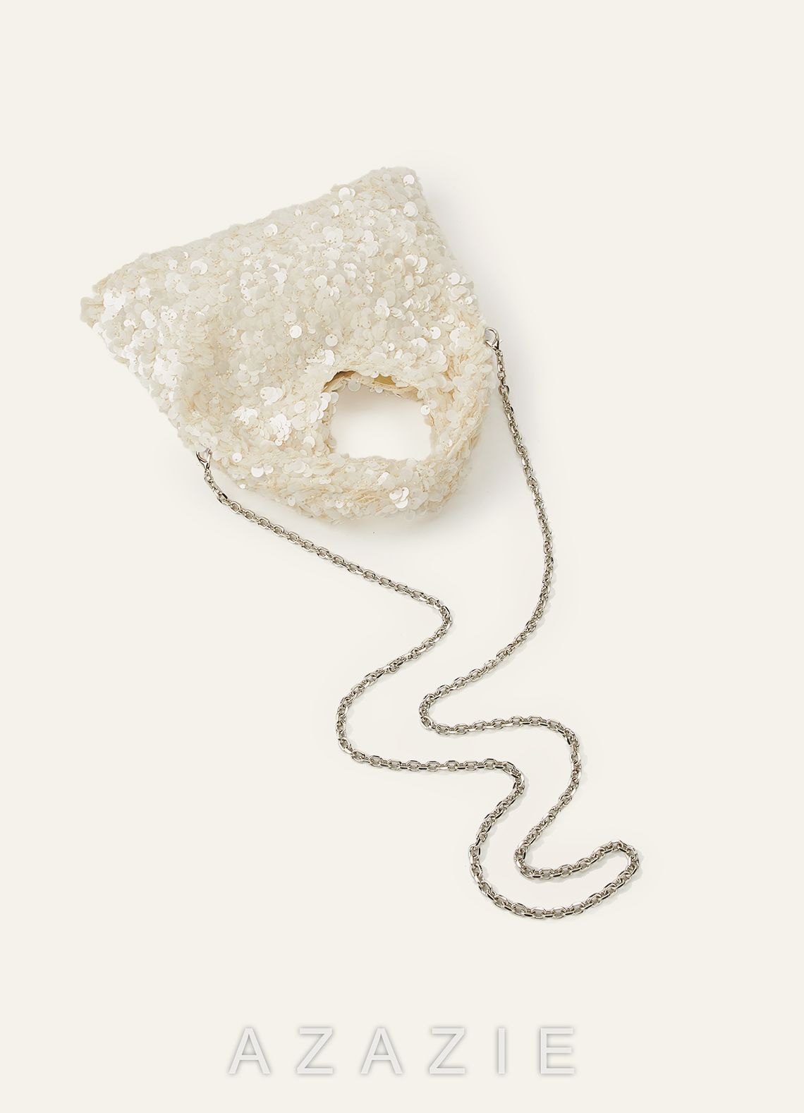 Sequin Embellished Hobo Bag with Detachable Chain Strap