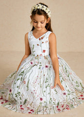 Azazie Arianna Diamond White A-Line Lace Tulle Dress diamond_white
