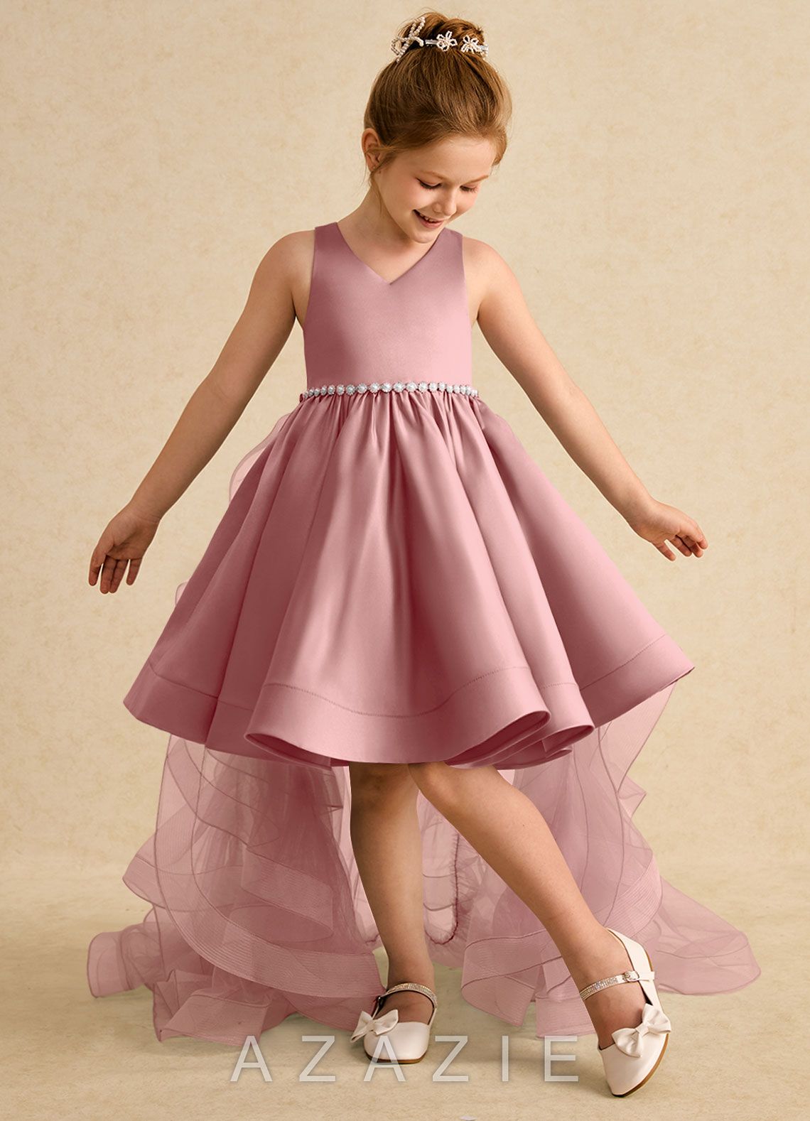 Azazie Julietta Dusty Rose Ball-Gown Convertible Tulle Dress dusty_rose