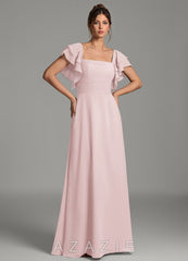 Azazie Dacia Blushing Pink A-Line Ruched Chiffon Dress