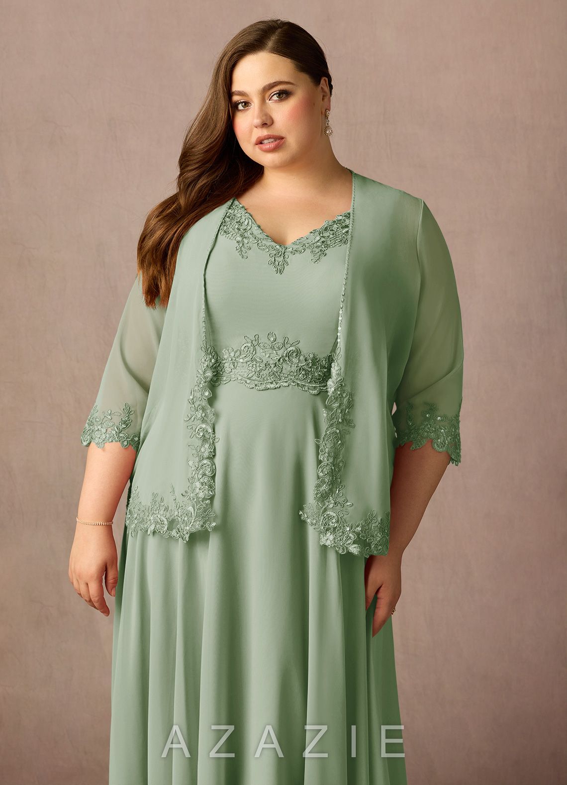 Azazie Devana Dusty Sage A-Line Sequins Chiffon Dress dusty_sage