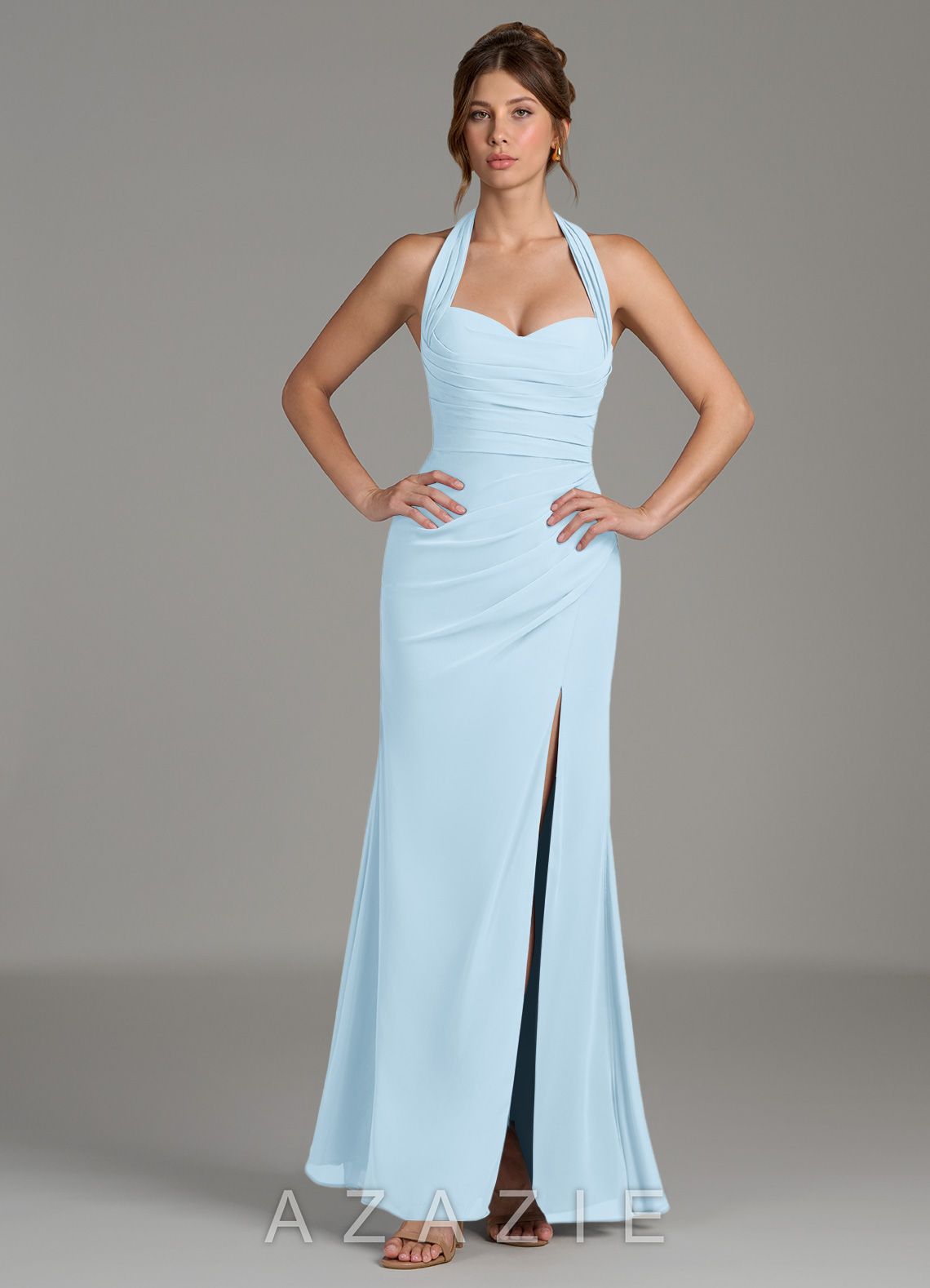 Azazie Destiny Sky Blue Mermaid Sweetheart Neckline Chiffon Dress