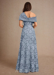 Azazie Milton Dusty Blue A-Line Pleated Floral Burnout Dress dusty_blue