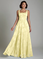 Azazie Persia Lemon Sorbet A-Line Corset Floral Jacquard Burnout Dress