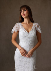 Azazie Tiana Diamond White Sheath Lace Dress