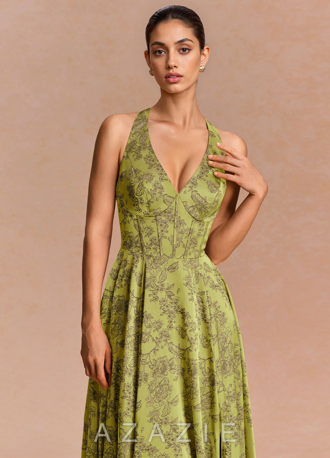 Sonia {color} Midi Dress  sp_moss_brown_#mb134752