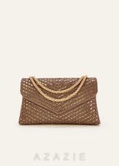 Rhinestone Sequin Embellished Envelope Shoulder Bag