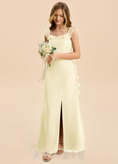 Azazie Cindy Junior Lemon Sorbet A-Line Ruched Chiffon Dress lemon_sorbet