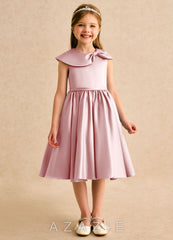 Azazie Acorn Powder Pink A-Line Pleated Matte Satin Dress powder_pink