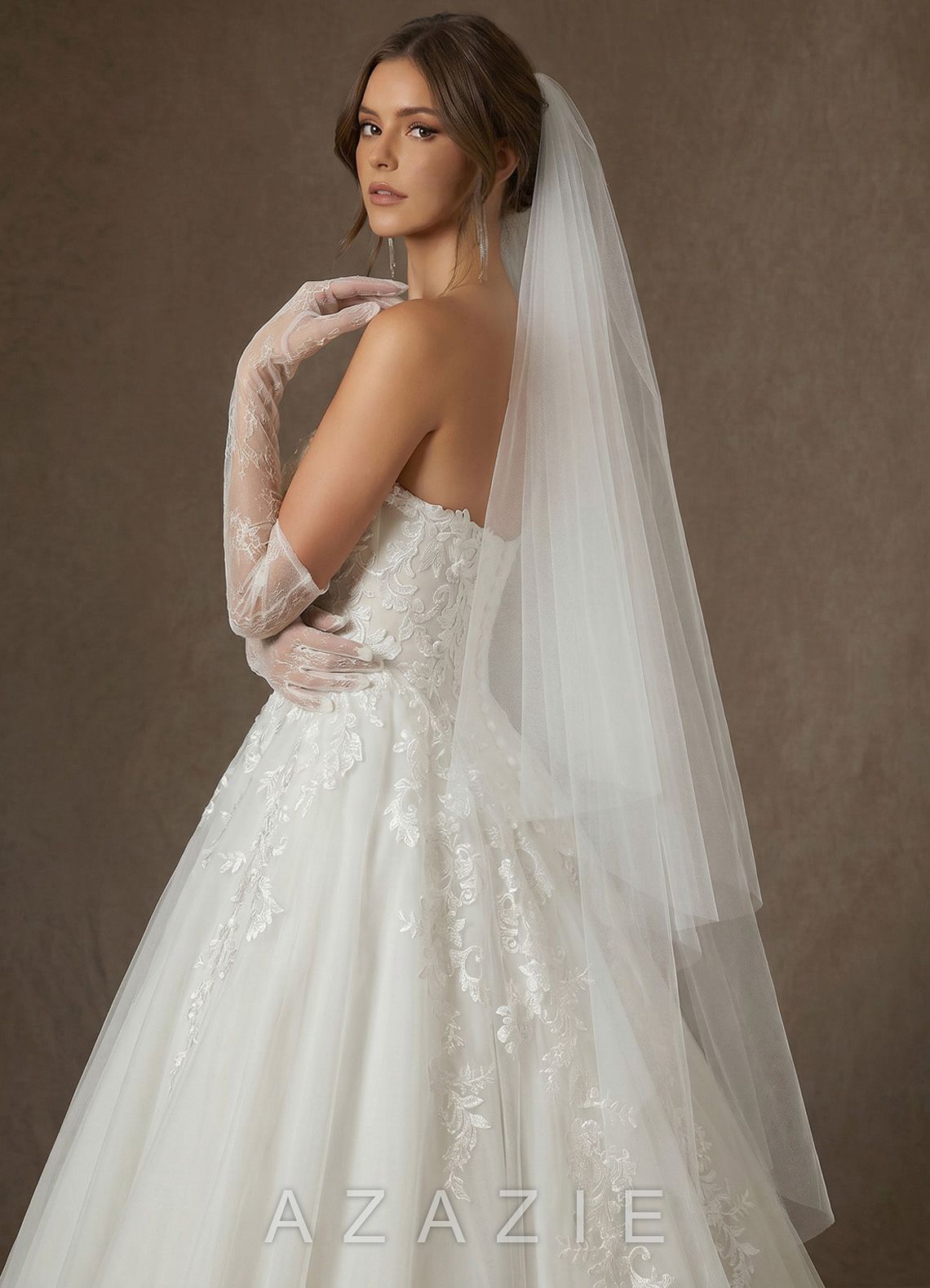 Simple Two-Tier Fingertip Drop Wedding Veil with Blusher  diamond_white