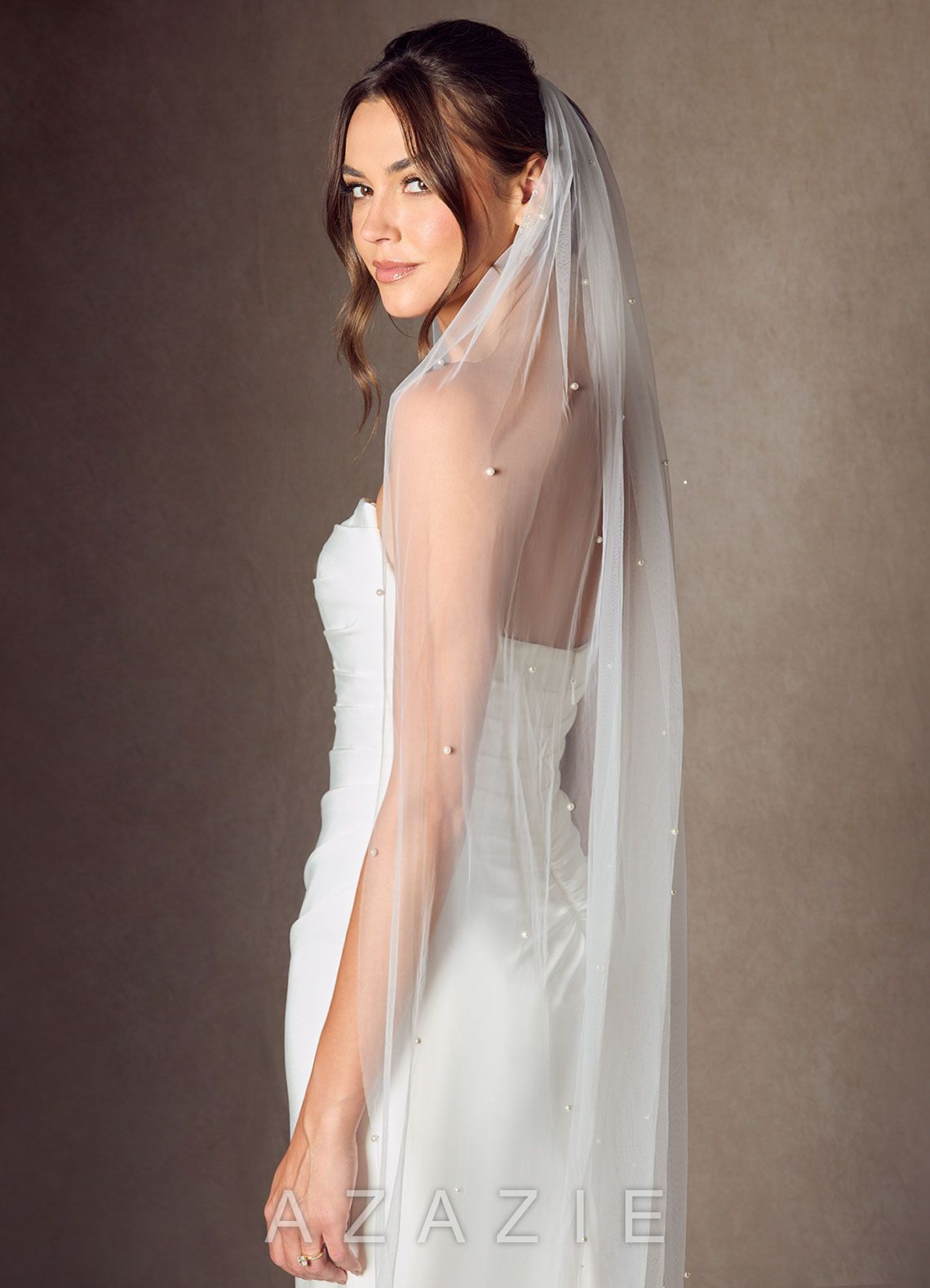 Jenna Pearl Waltz Length Veil  diamond_white