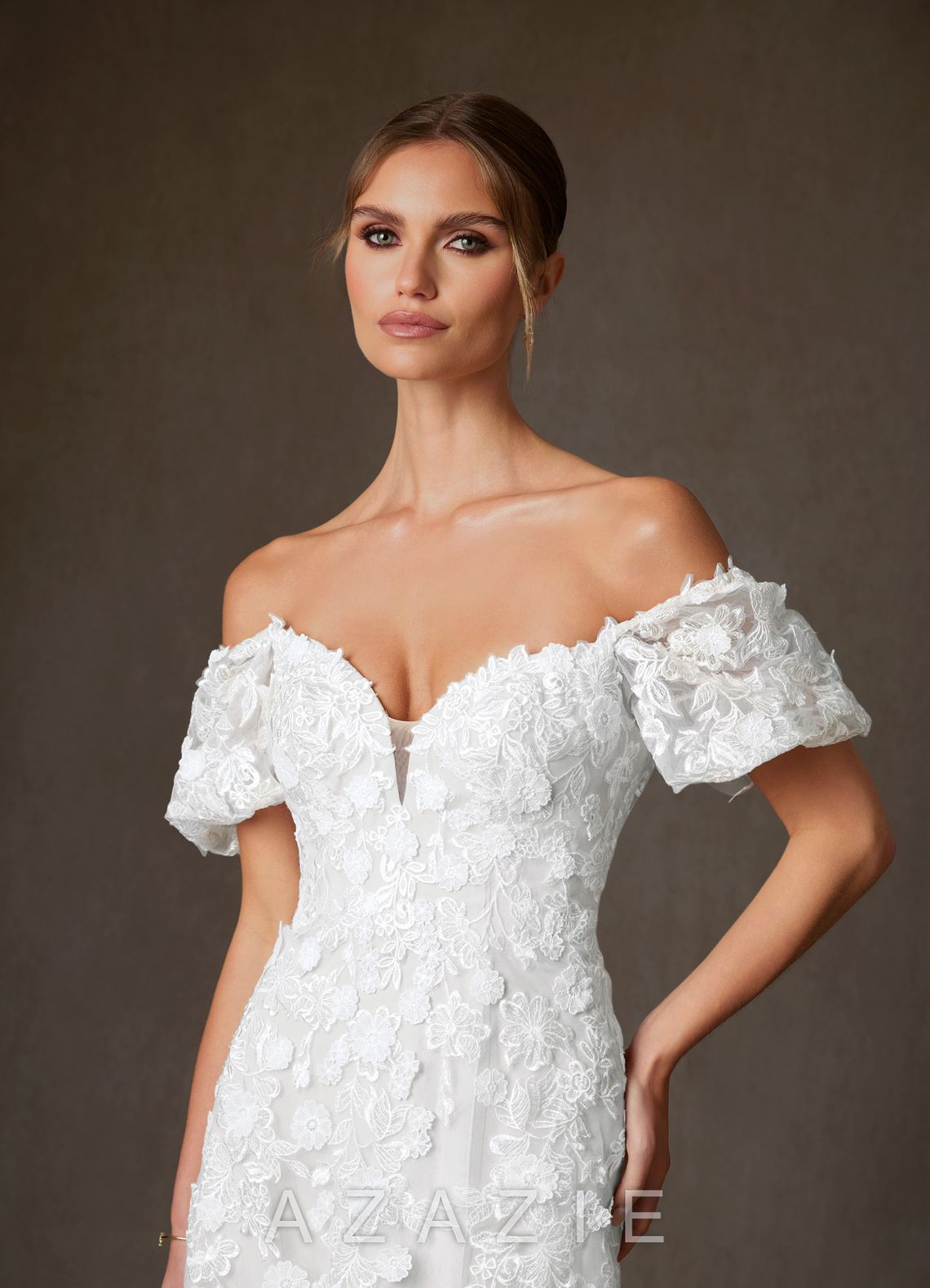 Azazie Vivienne Diamond White A-Line Sweetheart Lace Dress diamond_white