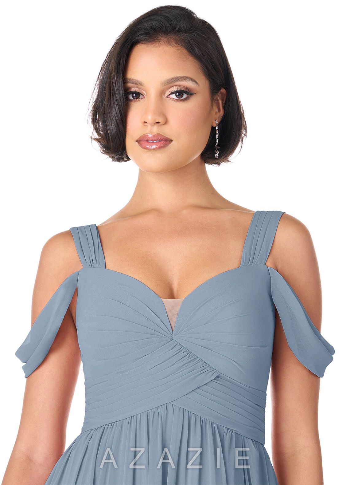 Azazie Lianne Dusty Blue A-Line Off the Shoulder Chiffon Dress dusty_blue