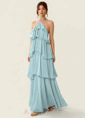 Nevieve Mist Satin Faced Chiffon Ruffles Summer Dress