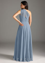 Azazie Charlize Dusty Blue A-Line One Shoulder Chiffon Dress dusty_blue