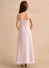 Azazie Zaida Girls Formal Blushing Pink A-Line Pleated Chiffon Dress blushing_pink