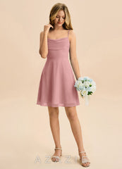 Azazie Bear Junior Dusty Rose A-Line Pleated Chiffon Dress dusty_rose
