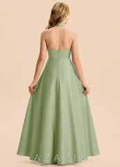 Azazie Kady Junior Dusty Sage A-Line Sweetheart Neckline Stretch Satin Dress dusty_sage