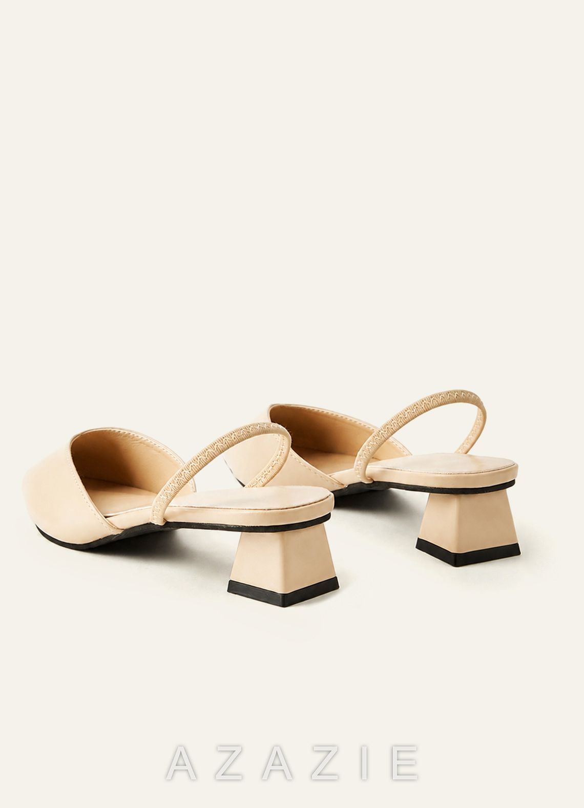Pointed Toe Slingback Low Heels Sculptural Block Heel Comfortable Dress Shoes  apricot