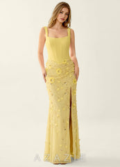 Belinda Yellow 3D Flowers Corset Lace Up Back Mermaid Prom Dress  sp_yellow_#yw340