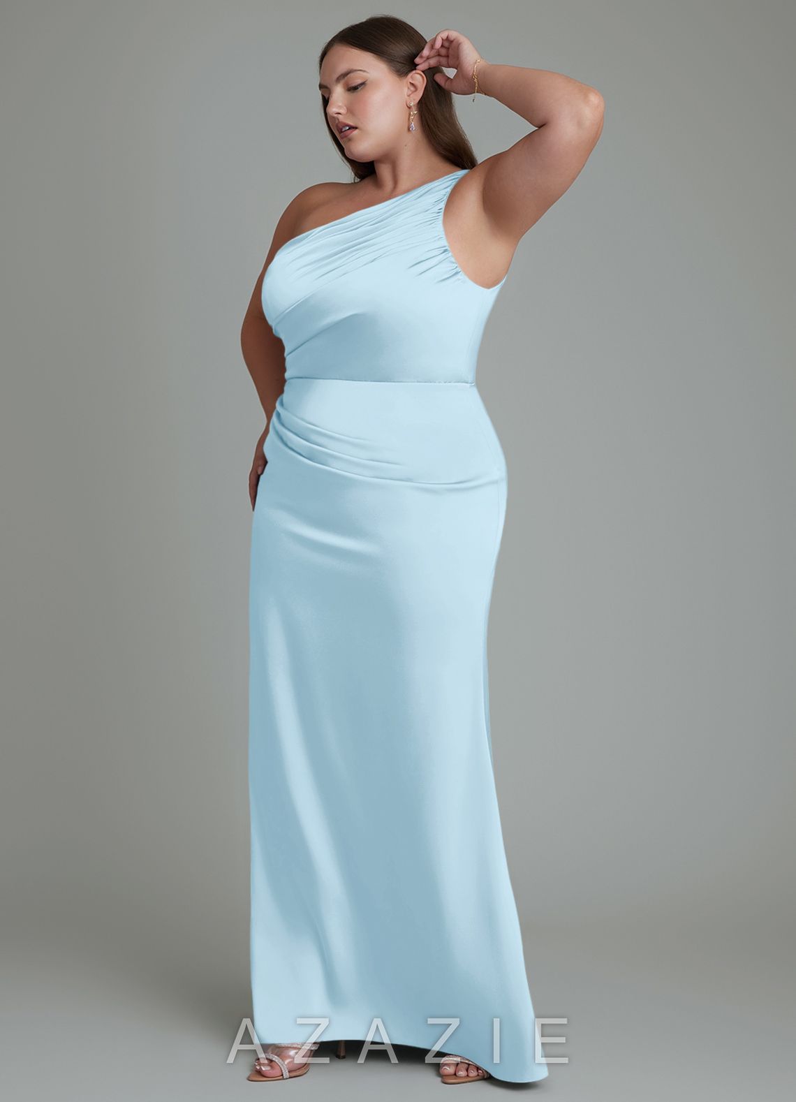 Azazie Akilah Sky Blue Mermaid One Shoulder Stretch Satin Dress sky_blue