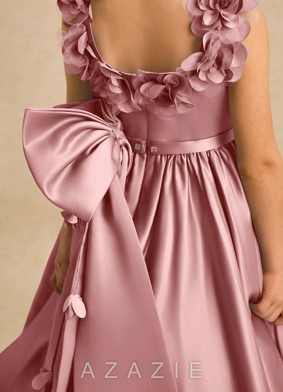 Azazie Eden Dusty Rose Ball-Gown Pleated Matte Satin Dress dusty_rose