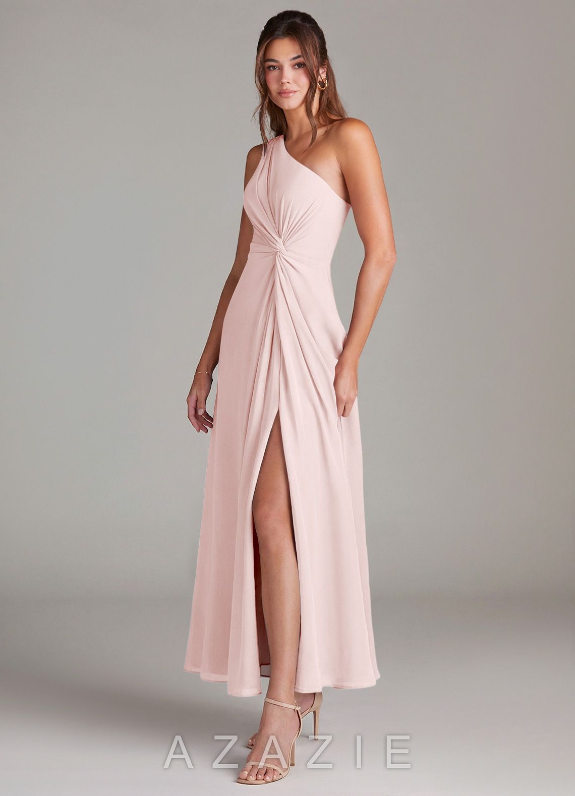 Azazie Brooke Blushing Pink A-Line One Shoulder Chiffon Dress blushing_pink