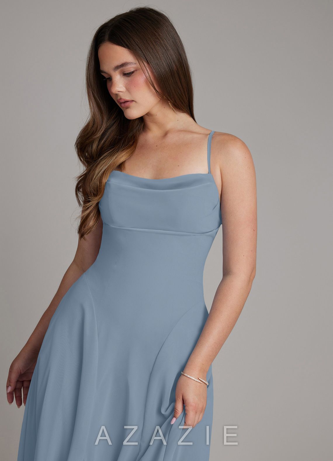 Azazie Irelia Dusty Blue A-Line Sweetheart Neckline Chiffon Dress dusty_blue