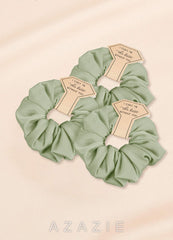 Matching Color Bridesmaid Stretch Satin Over Size Scrunchies 3Pack