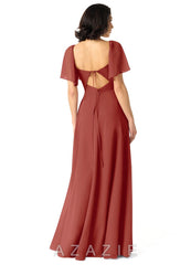 Azazie Chloe Terracotta A-Line Sweetheart Neckline Chiffon Dress terracotta