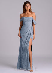Azazie Johana Dusty Blue Mermaid Off the Shoulder Floral Burnout Convertible Dress dusty_blue