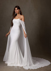 Azazie Jennet Diamond White Sheath Strapless Crepe Back Satin Dress