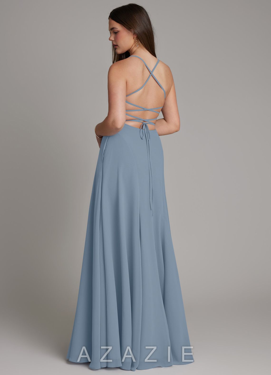 Azazie Irelia Dusty Blue A-Line Sweetheart Neckline Chiffon Dress dusty_blue