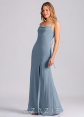 Azazie Grata Dusty Blue Mermaid Pleated Chiffon Dress dusty_blue