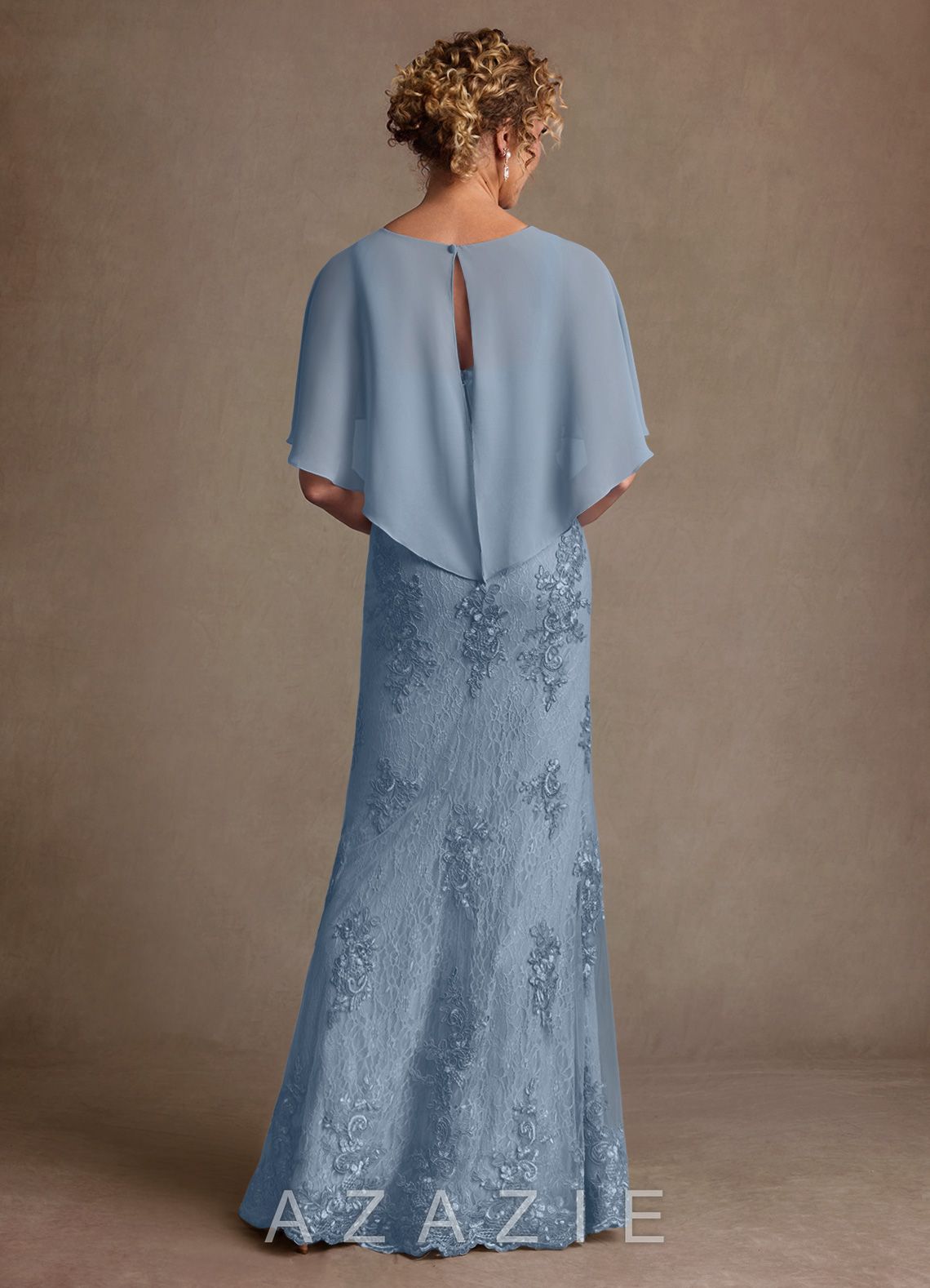 Azazie Amrita Dusty Blue Mermaid Lace Chiffon Dress dusty_blue