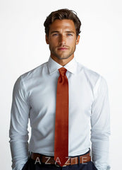 Metallic Satin Skinny Tie  auburn