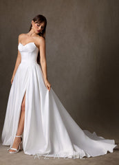 Azazie Constantina Diamond White A-Line Strapless Satin Dress diamond_white