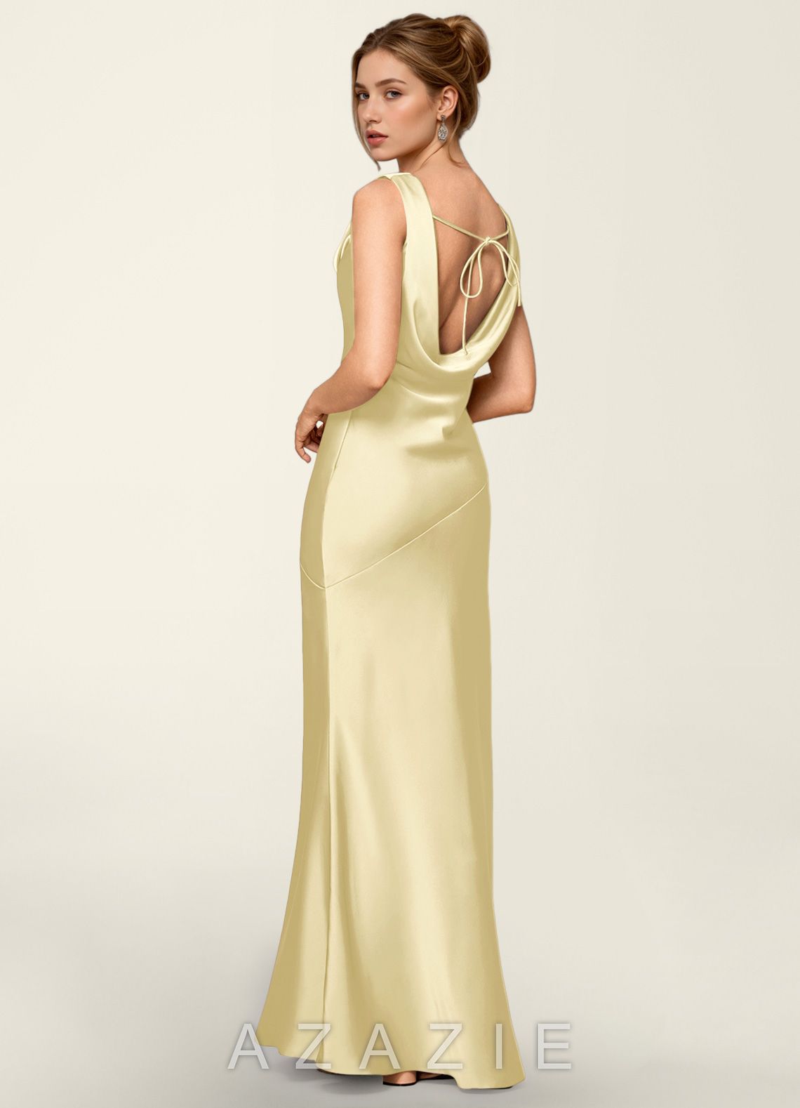 Noemie Butter Yellow Satin Corset Mermaid Dress