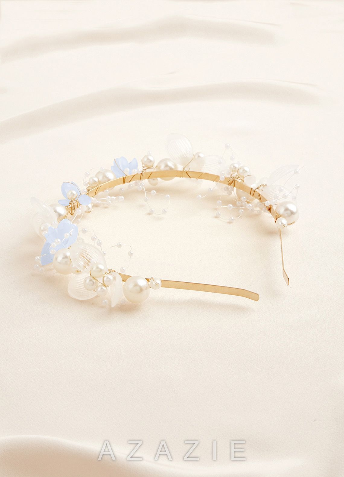 Pearl Floral Headband  baby_blue