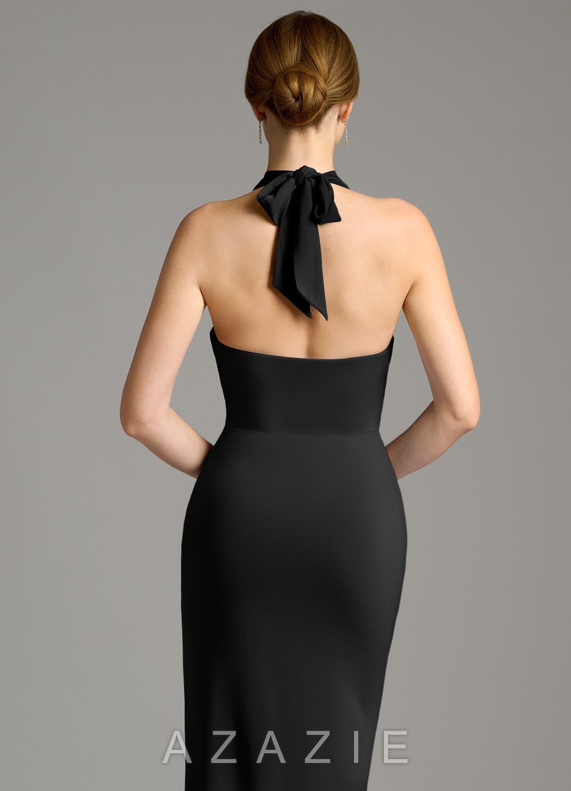 Azazie Raevynn Black Mermaid Pleated Premium Stretch Jersey Dress black