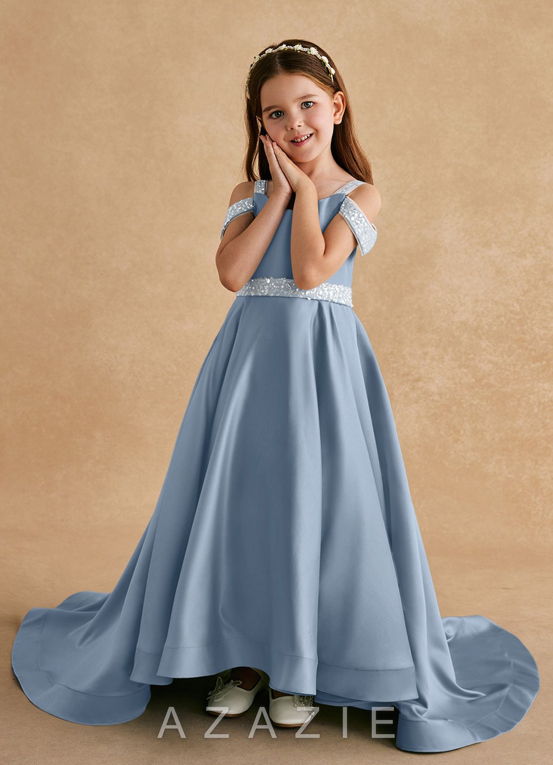 Azazie Jodi Dusty Blue A-Line Matte Satin Dress dusty_blue