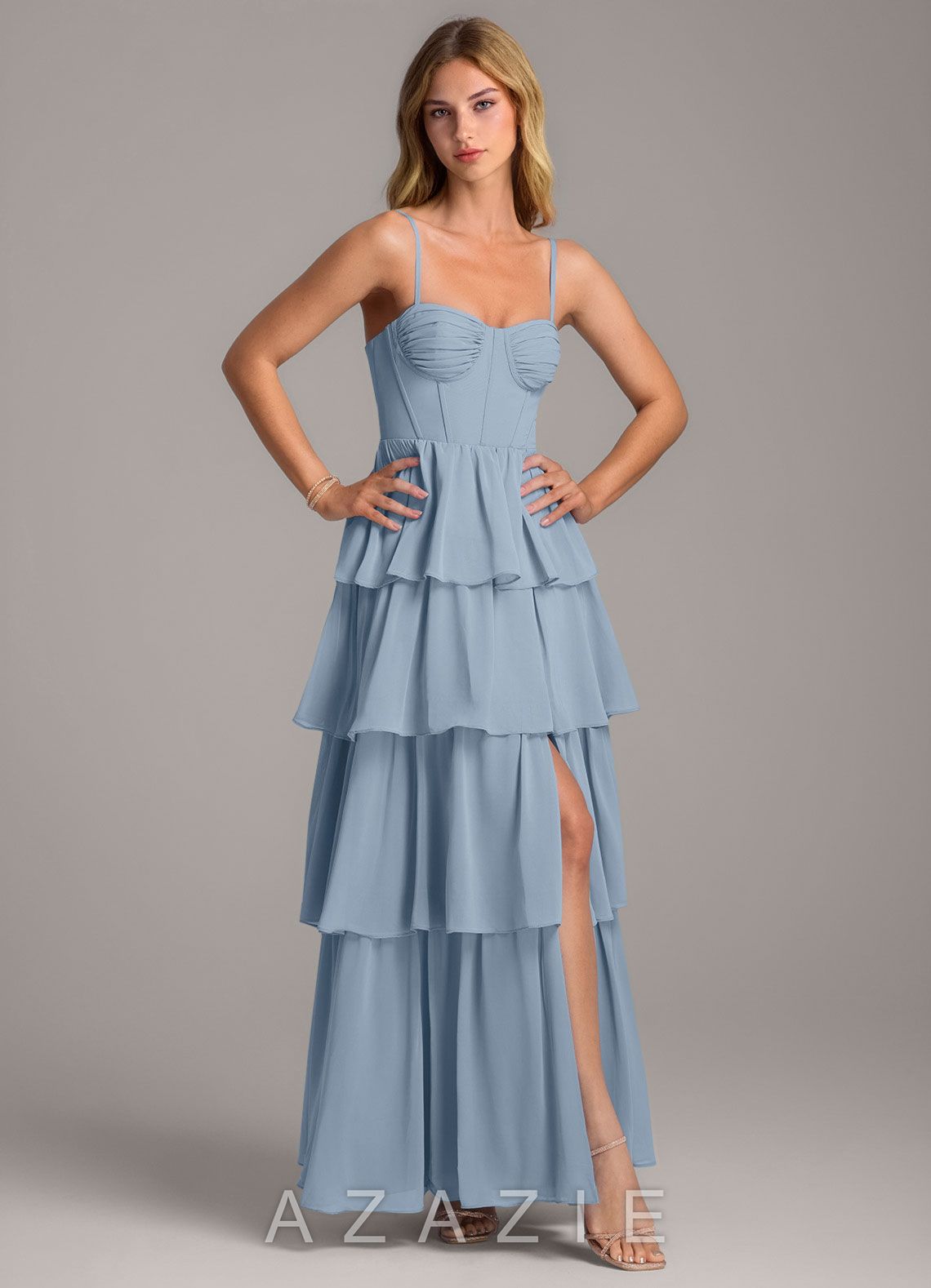 Azazie Alanna Dusty Blue A-Line Sweetheart Neckline Chiffon Dress dusty_blue
