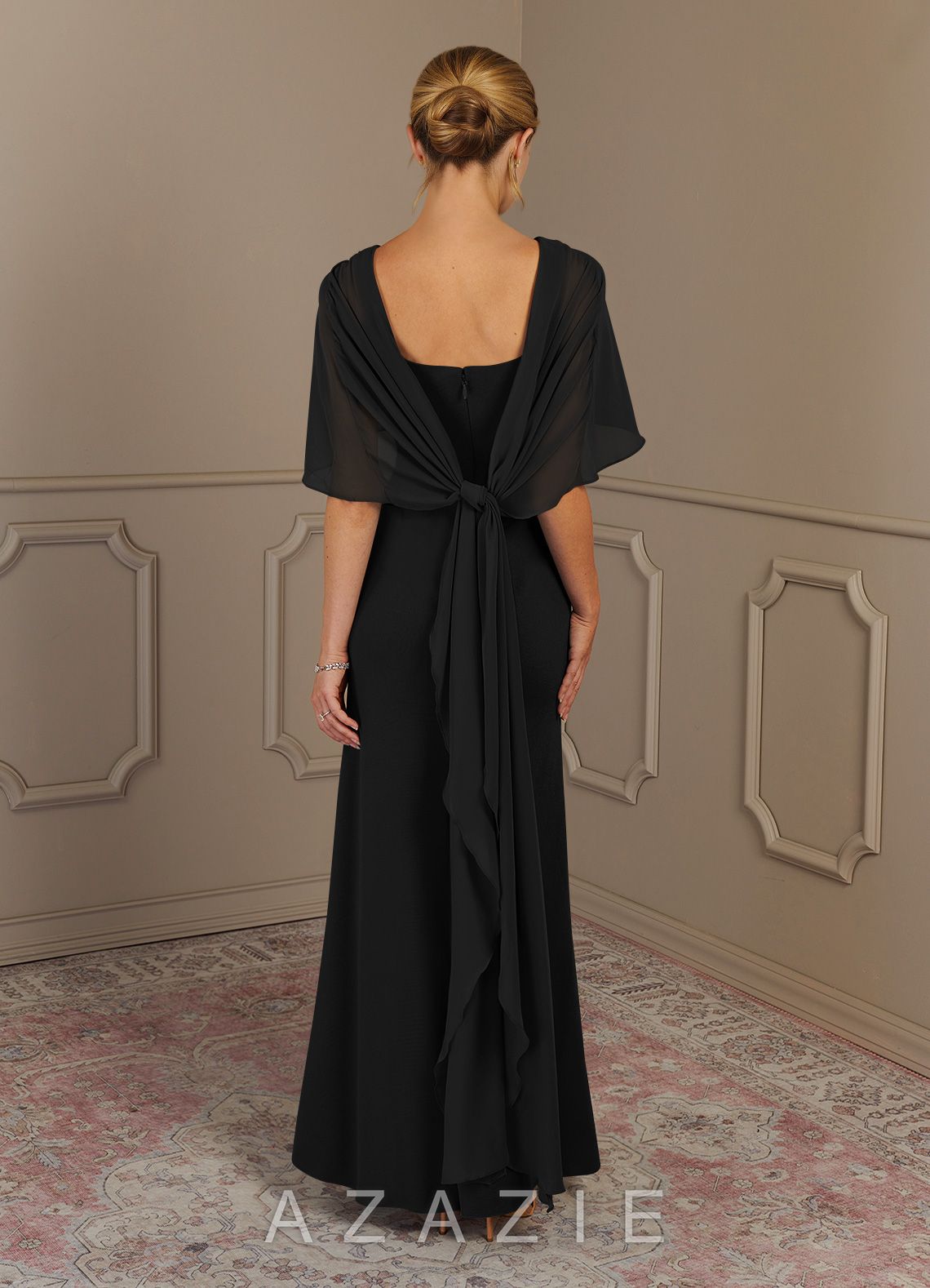 Azazie Dion Black Sheath Scoop Stretch Crepe Dress black