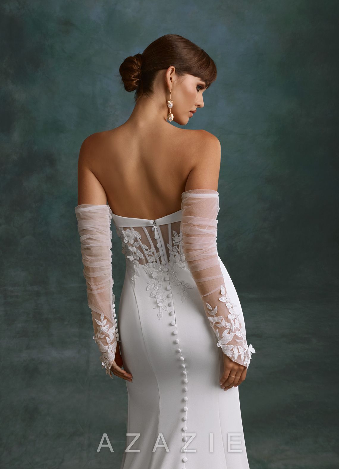 Azazie Katniss Diamond White Mermaid Strapless Crepe Back Satin Dress diamond_white
