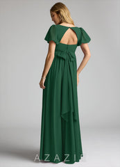 Azazie Madisynn Bow Chiffon Floor-Length Dress dark_green