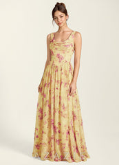 Aurelie Light Yellow Lace A-Line Dress