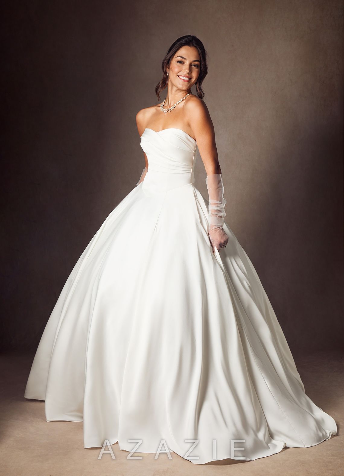 Azazie Alta Diamond White A-Line Strapless Stretch Satin Dress diamond_white