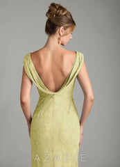 Azazie Kieryn Lemon Sorbet Mermaid Pleated Floral Burnout Dress lemon_sorbet