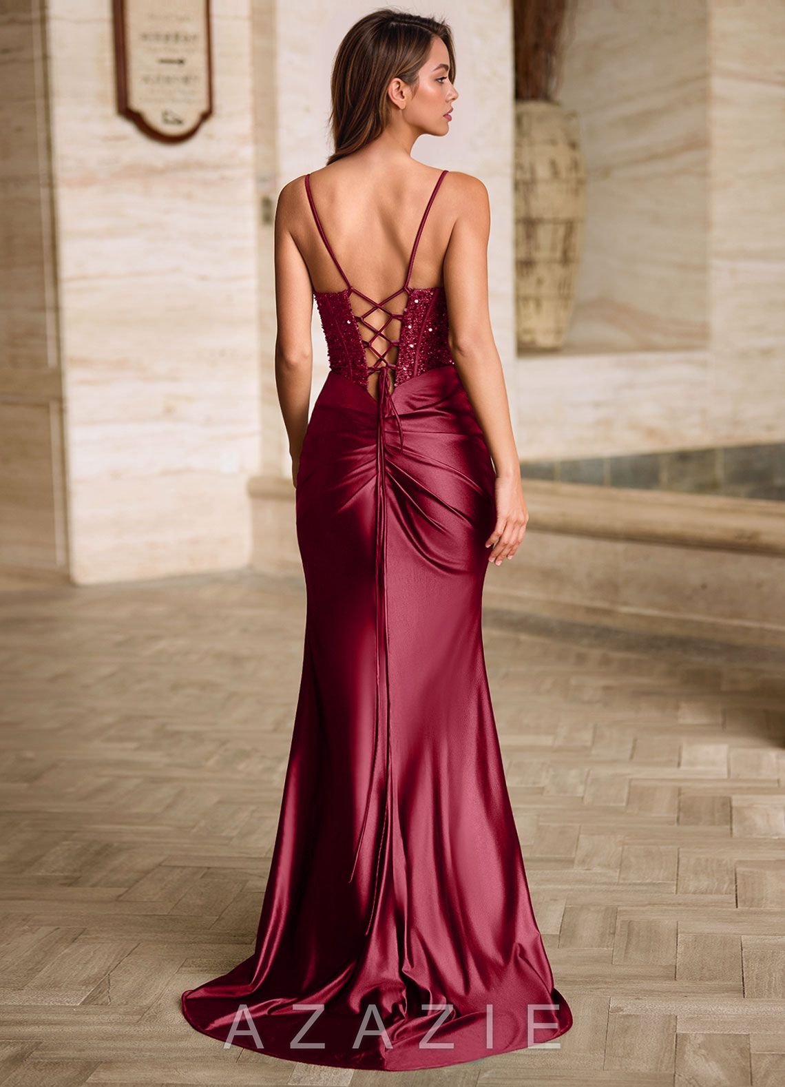 Starlit Burgundy Cowl Neck Sequin Corset Dress  burgundy