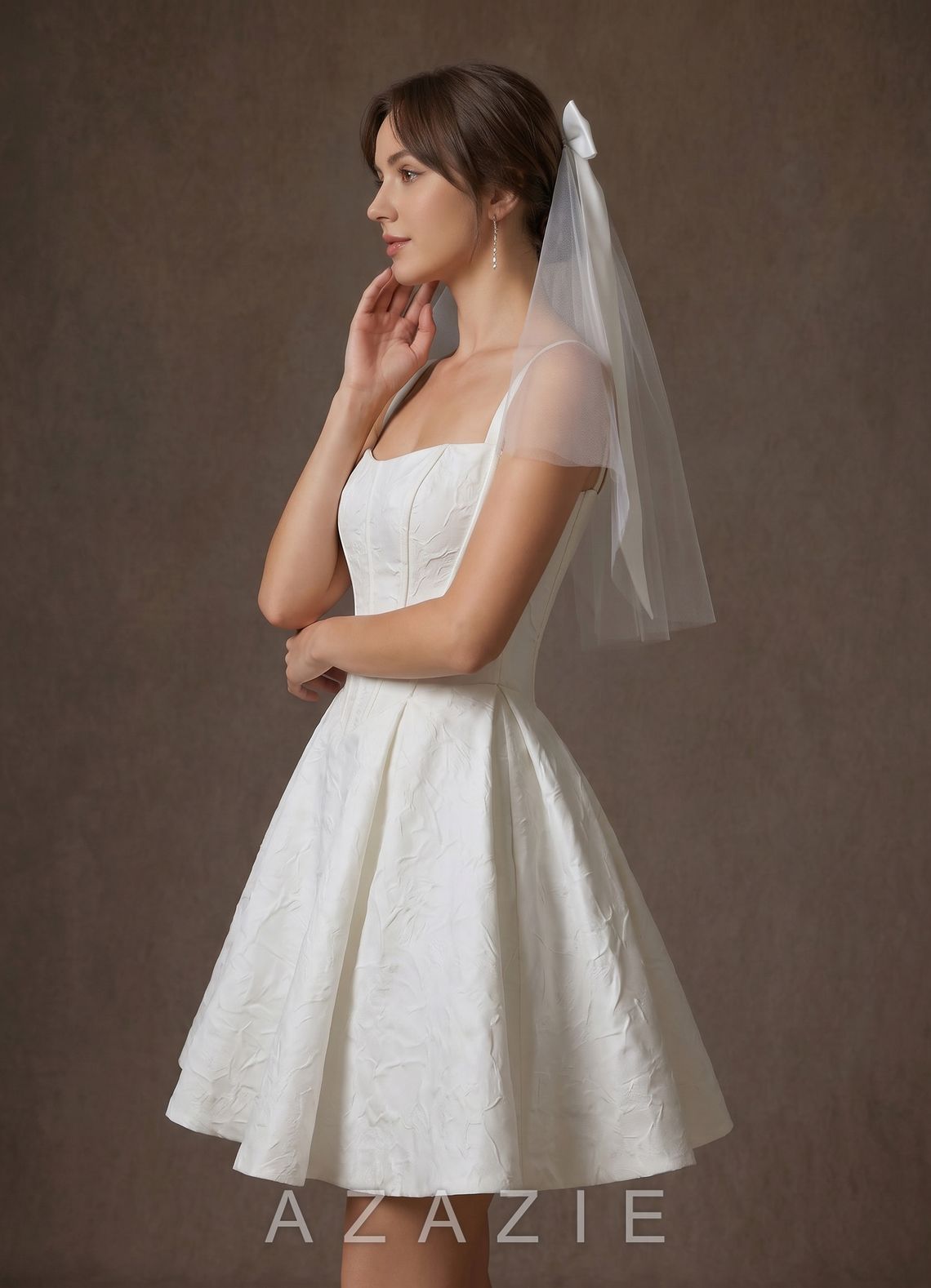 The Satin Bow Shoulder Veil  diamond_white